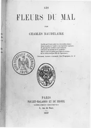 Přední strana obálky prvního vydání Les Fleurs du mal od Charlese Baudelaira (1821-67) vydaného nakladatelstvím Poulet-Malassis et de Broise, 1857