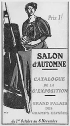 Ilustrace na titulní straně katalogu 6. salonu dAutomne v Grand Palais, Paříž, 1908.