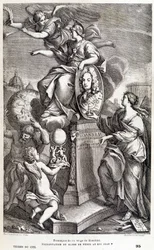 Frontispis Bianchiniho díla o Venuši (cca 1727) - in "Les terres du ciel" Camille Flammarion, ed. Marpon  Flammarion, Paris