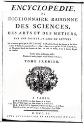 Frontispis k The Encyclopedia of Science, Art and Engineering od Denise Diderota (1713-84) vydaný v Paříži, 1751