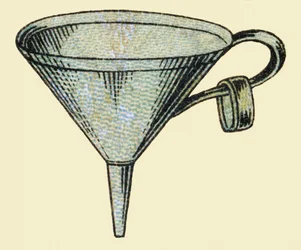 Trychtýř. Rytina v "ABC indechirable na lakovaném plátně". A. Capendu, redaktor, Paříž, konec 19. století. Dětské knihkupectví ilustrované. 8 stran. Rozměr: 21,5 x 18 cm.