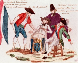 Hazardní hra, kterou hrají tři stavy (duchovnictví, tier-etat a šlechta) (rytina, konec 18. století)