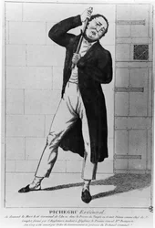 Generál Charles Pichegru (1761-1804) škrtící se v chrámu