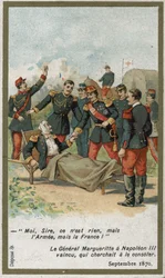 Generál Jean Auguste Margueritte smrtelně zraněn během bitvy o Sedan 2. září