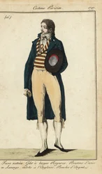 Gentleman v pruhované vestě a bryčkách