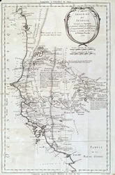 Zeměpisná mapa Senegalu z atlasu od Philippe Buache (1700-1773) 1756 Paříž, přírodovědné muzeum