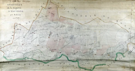 Geometrická mapa seigneury Hauterive od Labrune v roce 1787.