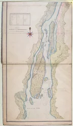 Grosse Isle a část Erijského jezera, 1796 (pero, tuš a čb na papíře)