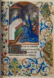 H/L-3-3 fol. 70r Prezentace v chrámu, z Knihy hodin, Použití Paříže, polovina 15. století