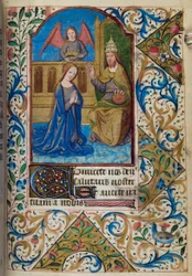 H/L-3-3, fol. 80r, Korunování Panny Marie, z knihy hodinek pro pařížský úzus, polovina 15. století