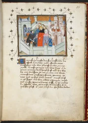 Harley 1319 f.50, Richard II a Bolingbroke at Flint Castle, c.1401-05 (vellum)