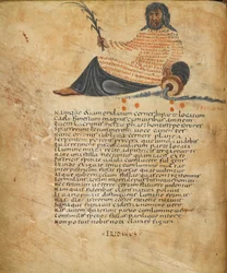 Harley 647, fol.10v Ilustrace souhvězdí Eridanus a text, c.820-40 (vellum)
