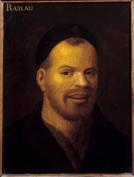 Hlava fantasy jednou identifikovaná jako Francois Rabelais (1494-1553). Malba francouzské školy. 16. století. Ztlumit. 0,32 x 0,22 m. Versailles. Musee Du Chateau de Versailles et du Trianon – ozdobná hlava dříve identifikovaná jako Francois Rabelais (1494