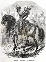 Henri IV (1553 - 1610) v bitvě u Ivry (14. 3. 1590) - v „“ Histoire de France ““ od L.-P. Anquetil