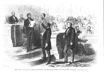 Hiram Revels, první černý senátor státu Mississippi, skládá přísahu ve washingtonském Kongresu