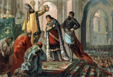 Hugues Capet, francouzský král v letech 987 až 996, učinil svého syna, budoucího Roberta II. Zbožného (972 - 1031), posvátného Adalberonem (asi 925-990), archevequem z Remeše, do Cathedrale d