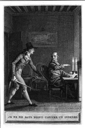 Nebojuju jako smyslů zbavený Ilustrace k dílu "Julie aneb Nová Heloisa" od Jeana Jacquese Rousseaua (1712-1788) 1780