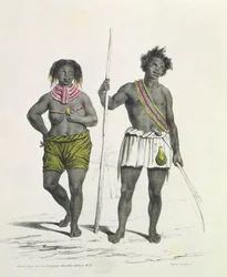 Modlářská černá postava z Království Benguela v Angole, rytina Godefroye Engelmanna (1788-1839)