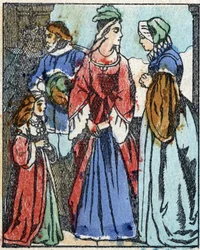 Ilustrace k „“ Riquet a la houppe““, příběh Charlese Perraulta (1628-1703), francouzského spisovatele. Dřevoryt Imaging Pellerin - Epinal, sd. Konec 19. století.