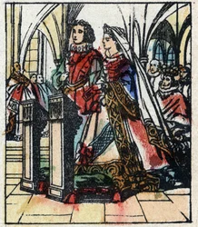 Ilustrace pohádky Charlese Perraulta „Popelka aneb Skleněný střevíček“. Dřevoryt Imaging Pellerin - Epinal, sd. Konec 19. století.