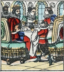 Ilustrace příběhu Charlese Perraulta „The Cat Botte“. Dřevoryt Imaging Pellerin - Epinal, sd. Konec 19. století.