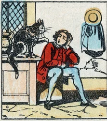 Ilustrace příběhu Charlese Perraulta „The Cat Botte“. Dřevoryt Imaging Pellerin - Epinal, sd. Konec 19. století.