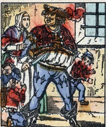 Ilustrace příběhu „Le petit poucet“ od Charlese Perraulta. Dřevoryt Imaging Pellerin - Epinal, sd. Konec 19. století.