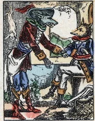 Ilustrace pohádky „Vlk, koza a sedm biketů“ Dřevoryt od Imaging Pellerin - Epinal, sd. Konec 19. století.