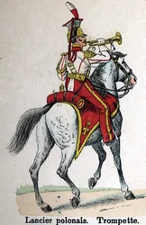 Císařská garda Napoleon I.: Polský kopiník - trubka. Talíř z knihy Les Uniformes de l