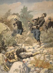 Na Korsice: policie a gangster, ilustrace z Le Petit Journal: Supplement illustre, 1898