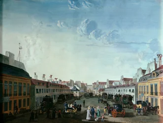 Vnitřní nádvoří Císařského dostavníku, počátek 19. století