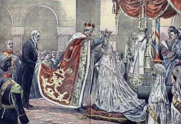 Rumunský král Ferdinand I. korunuje svou královnu