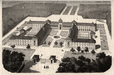Imperial Asylum of Vesinet (současná nemocnice Vesinet) v Yvelines - rytina „“ PATILE““ - PECTURERICKÝ POPIS FRANCIE V 6 SVAZTECH LUCIEN HUARD - konec 19. století