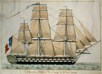 LInflexible Vaisseau de v. Rang de 90 Canons (The 90 Gun Ship of the Line) c.1835 (wc s perem a inkoustem na papíře)