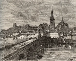 La Charite sur Loire - La Charite-sur-Loire - Nievre, v oblasti Burgundska - rytina v „France illustree: geografie, historie, statistická správa“ od V.-A. Sladově hnědá. 1884
