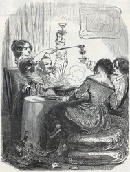 Restaurace La Maison Doree na adrese 20, Boulevard des Italiens v 9. pařížském obvodu – rytina v „Tableau-de-Paris“ od Edmonda Texiera 1852