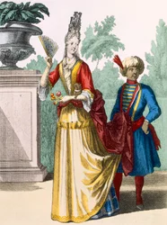Dáma v letních šatech, kolem 1690-1700