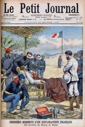 Poslední okamžiky francouzského cestovatele vikomta Pierra Marie Roberta Du Bourg de Bozas (1871-1903) v Bourg de Boza v tropické Africe „Le Petit Journal“ 22. února