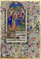 Lat. 1156, fol. 133: Jidášův polibek, z Hodinek Markéty Orleánské, 1426-38