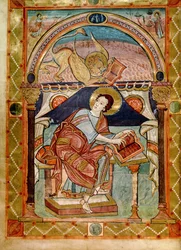 Lat 8850 f.81v Svatý Marek, francouzsky, z dvorní školy Karla Velikého
