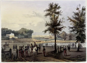 Le Grand Trianon à Versailles - v "Promenade dans Paris et ses environs", návrh Jacottet a Benoist, cca 1840
