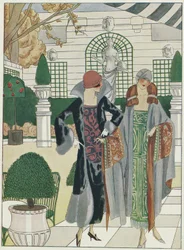 Zimní zahrada v hotelu Ritz, z časopisu Art-Gout-Beaute, 20. léta 20. století (barevná litografie)