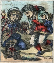 Lemuel Gulliver je používán jako hračka obřími dětmi z Brobdingnagu. Ilustrace pro „“ Gulliver