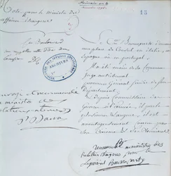 Doporučující dopis podepsaný Napoleonem Bonapartem (1769-1821) pro svého bratra Josepha (1768-1844) prosinec 1795