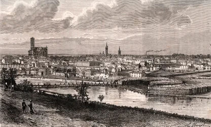 Limoges - Haute-Vienne - rytina v „La France illustree: geografie, historie, statistická správa“ od V.A. Sladově hnědá. 1884