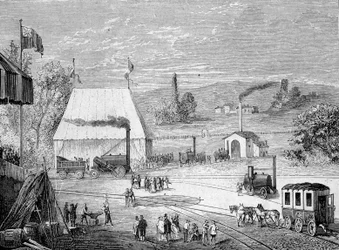 Lokomotivová soutěž konaná v Liverpoolu, říjen 1829 - v „“ Album of Science; proslulí učenci; Velké objevy””” 1896.