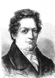 Louis Jacques Thenard (1777-1857), francouzský chemik, objevil bor a okysličenou vodu. Rytina 1867