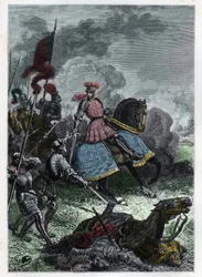 Ludvík XII. v bitvě u Agnadelu u Cremy v Lombardii vyhrál král nad Venitiany 14. května 1509 - Bitva u Agnadella - Francouzský Ludvík XII. porazil Benátčany - rytina z „“ L
