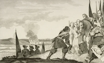 Ludvík XV (1710-74) v bitvě u Fontenoi v roce 1745, z „Histoire de France“ od Colarta, vydáno kolem roku 1840 (rytina)