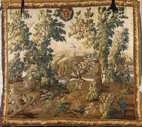 Gobelín Louis XV Verdure Aubusson s erbem Cluny